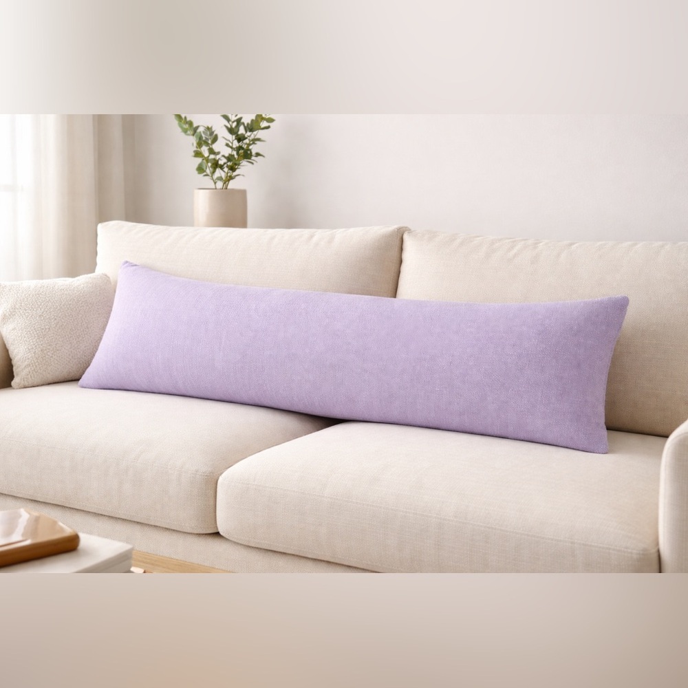 Anthropologie Lenox Lumbar Pillow – Lilac Solid | 14 x 40 Modern Accent Pillow - Picture 1 of 4